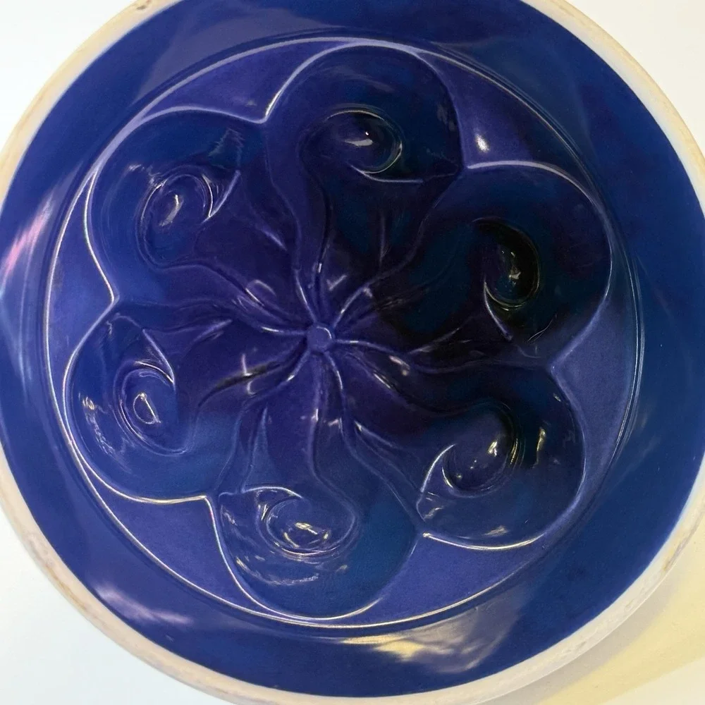 Vintage ICTC ENGLAND‎ White And Blue Ceramic Victorian Jelly Mold
